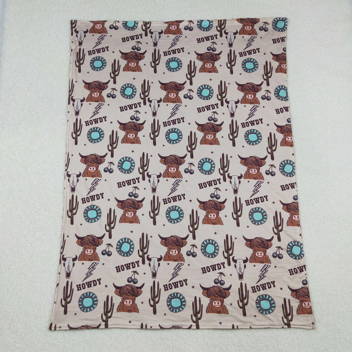 wild west cow cactus howdy brown baby blanket