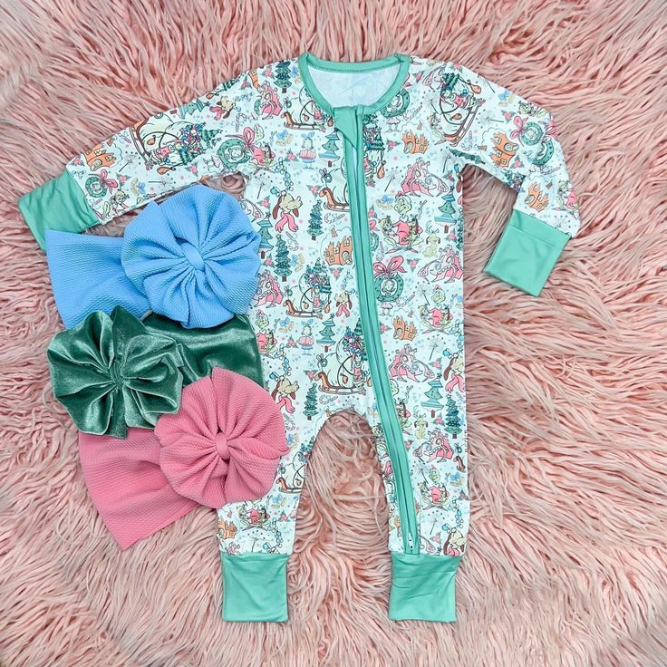christmas deer toddler girl zipper romper