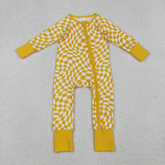 yellow checkered infant zipper sleeper