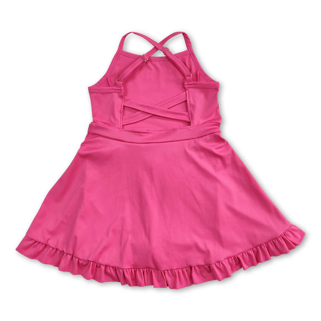 hot pink strap ruffle baby girls summer active wear athletic dress