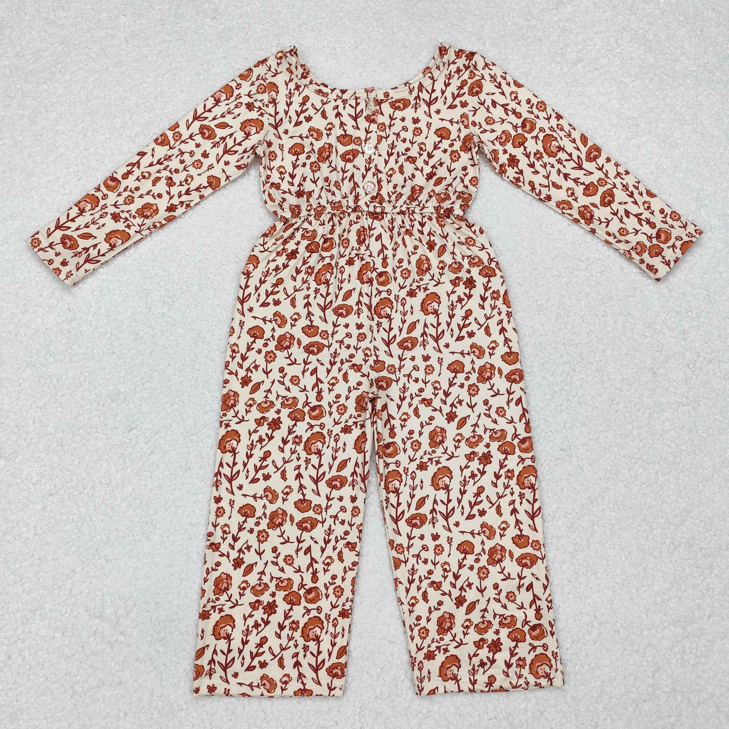 long sleeve floral jumpsuit with pocket girls fall clothing