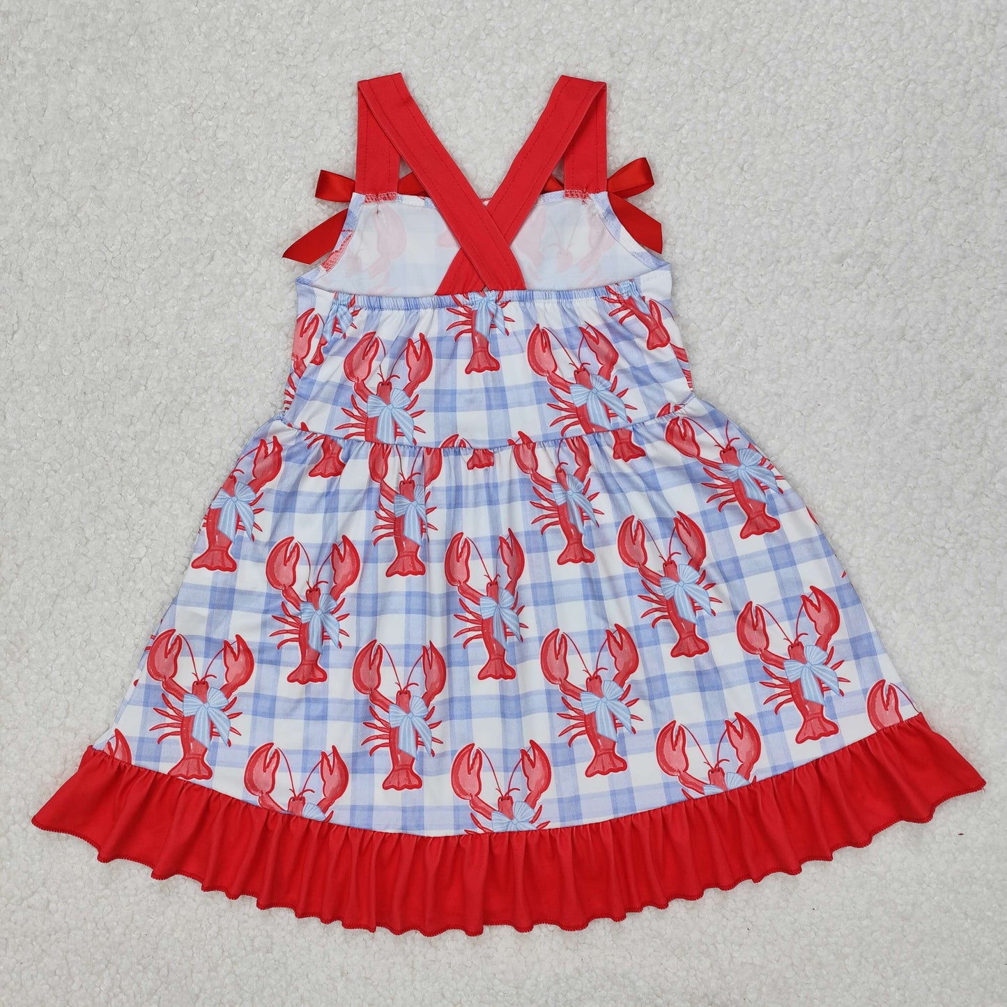 strap plaid crawfish baby girl dress kids dresses