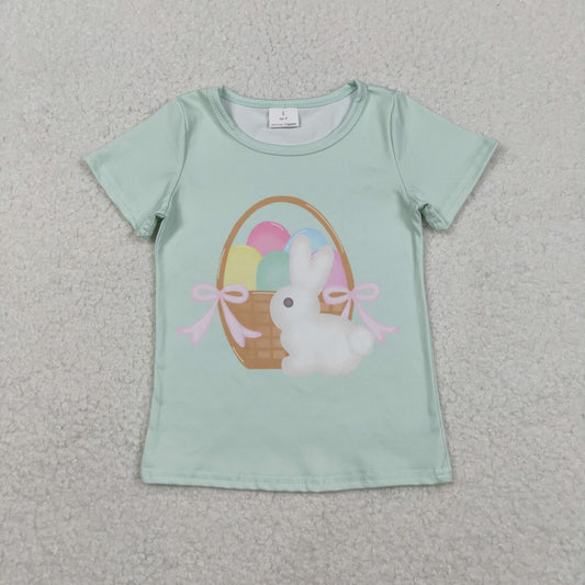 easter egg basket rabbit pattern girl tee