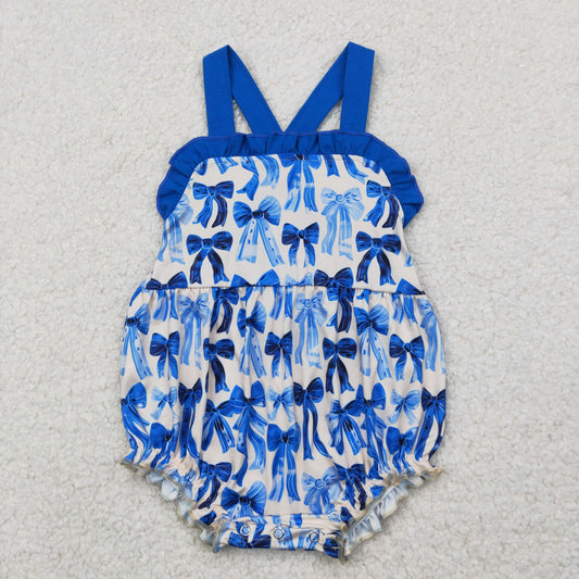 dark blue bow print strap bubble