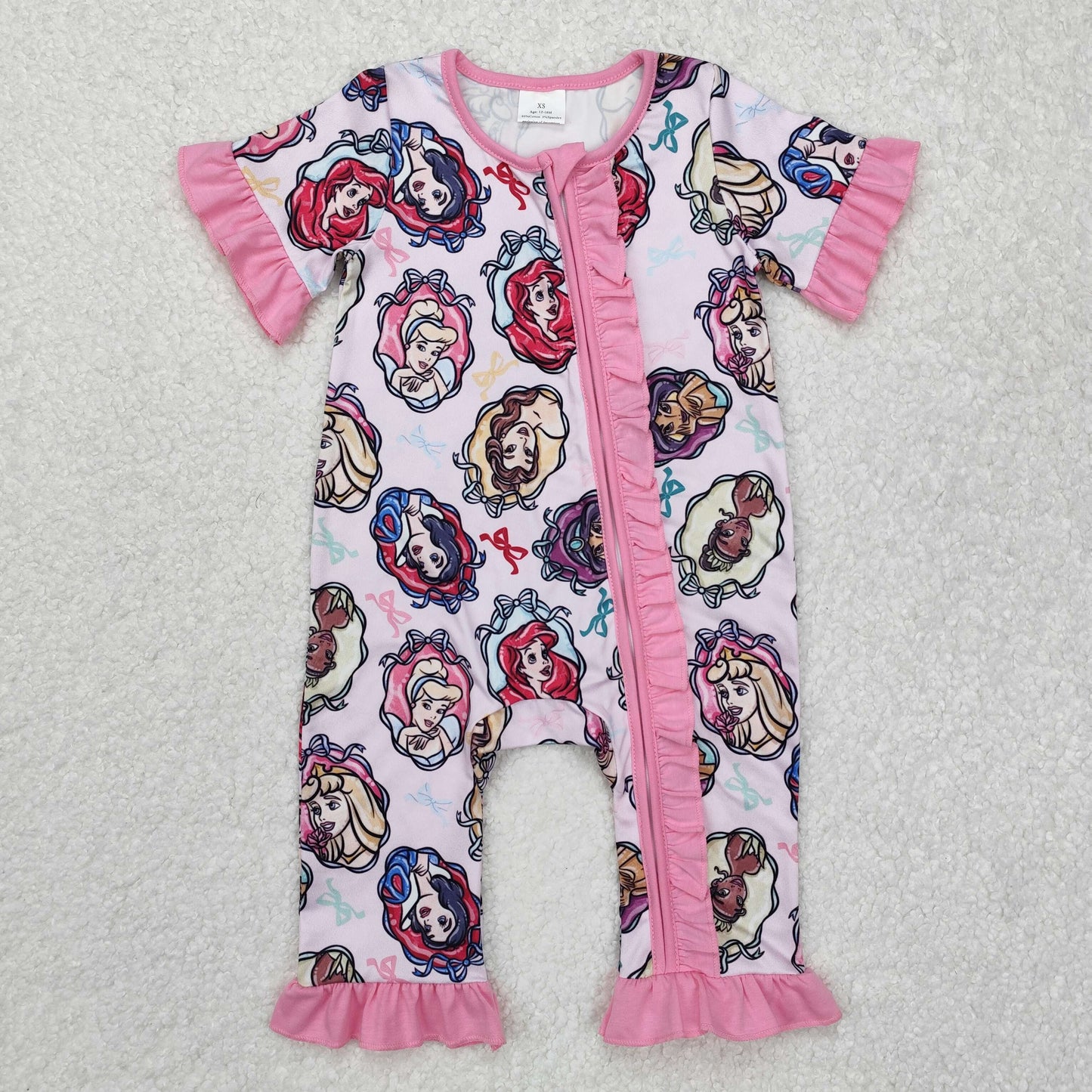 princess print sleeper zipper PJs