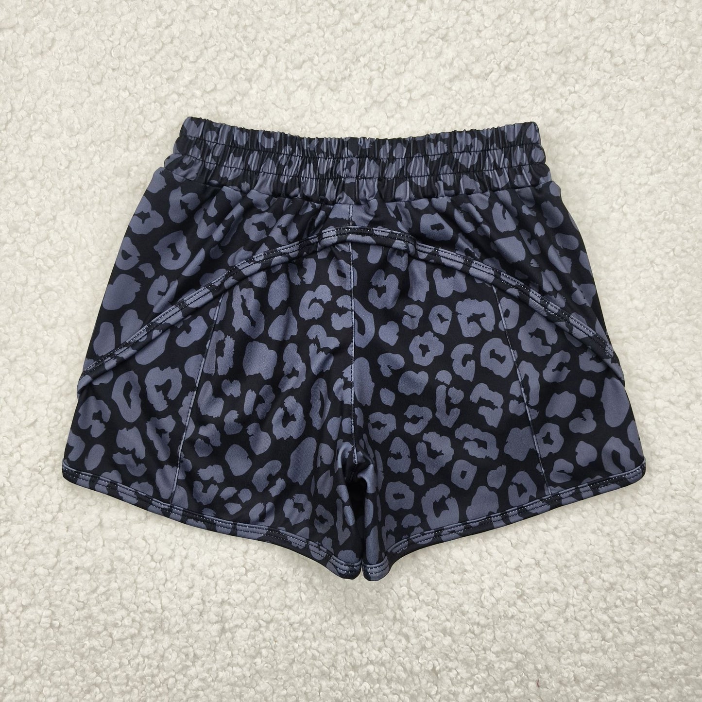 leopard zip athletic shorts