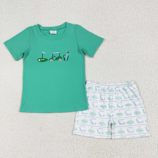 baby boy embroidery golf shorts set
