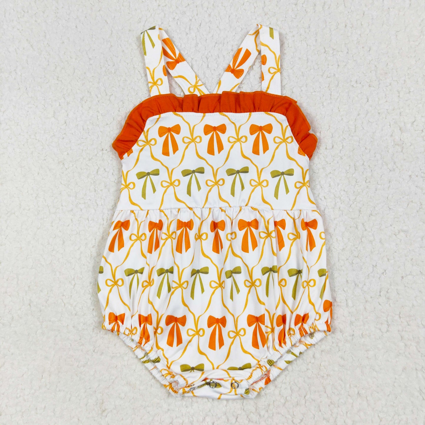 Orange Bows Print Girls Sibling Clothing