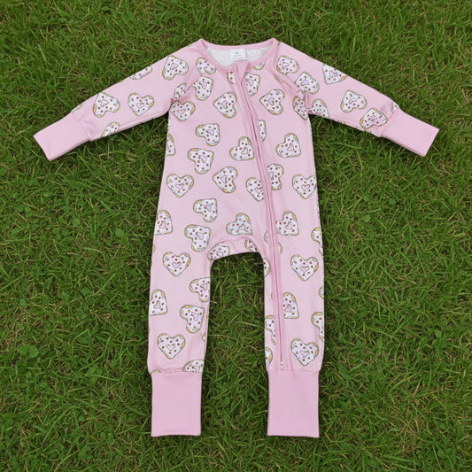 pink egg heart valentine girl zipper sleeper pajama
