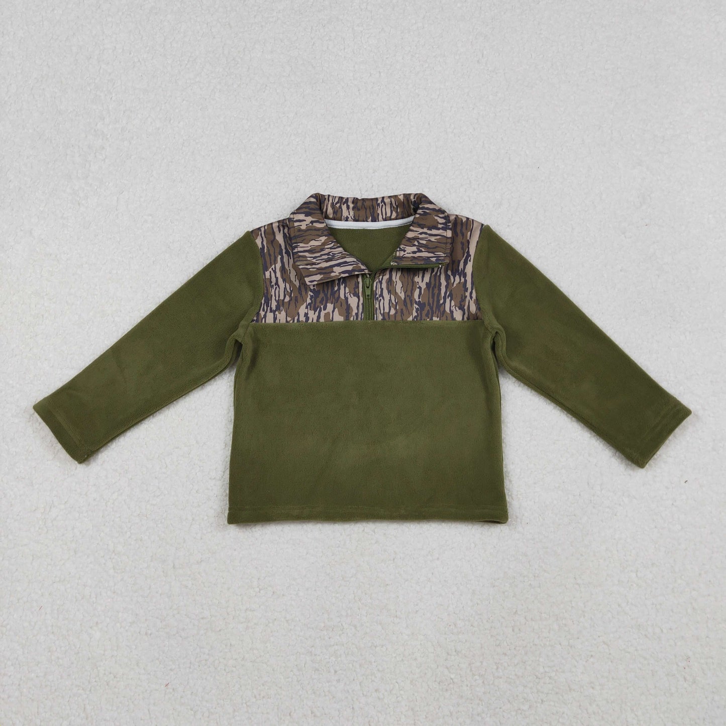 camo olive zip fleece pullover boy