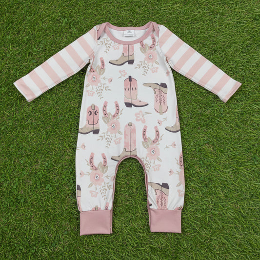 long sleeve howdy partner girl romper