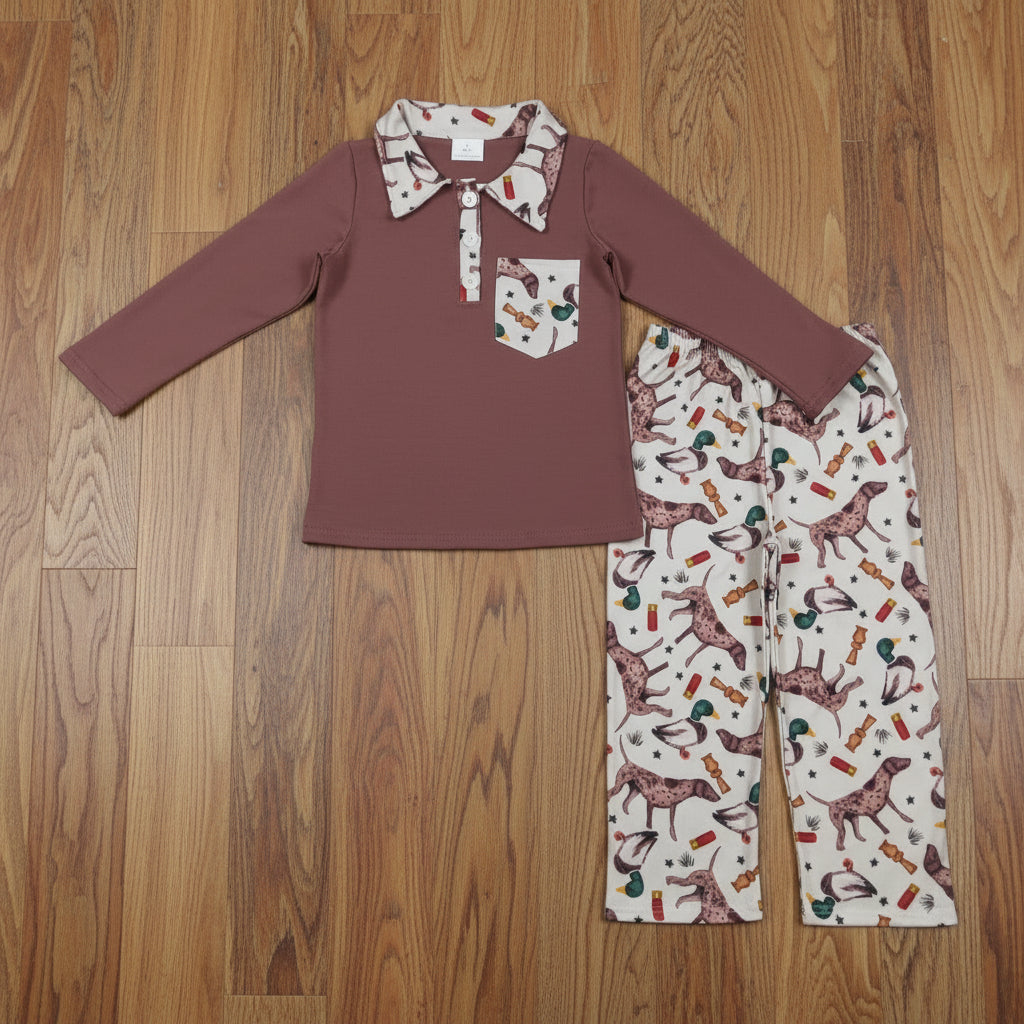 duck call dog hunting pants set baby boy clothes