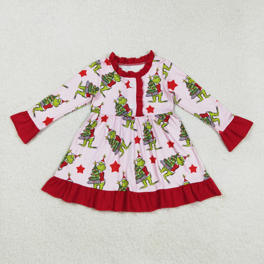 red stars Christmas tree gri*ch ruffle nightgown
