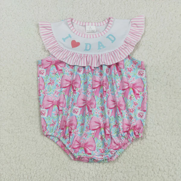 I Love Dad Pink Bow Sisters Father's Day Matching Clothes