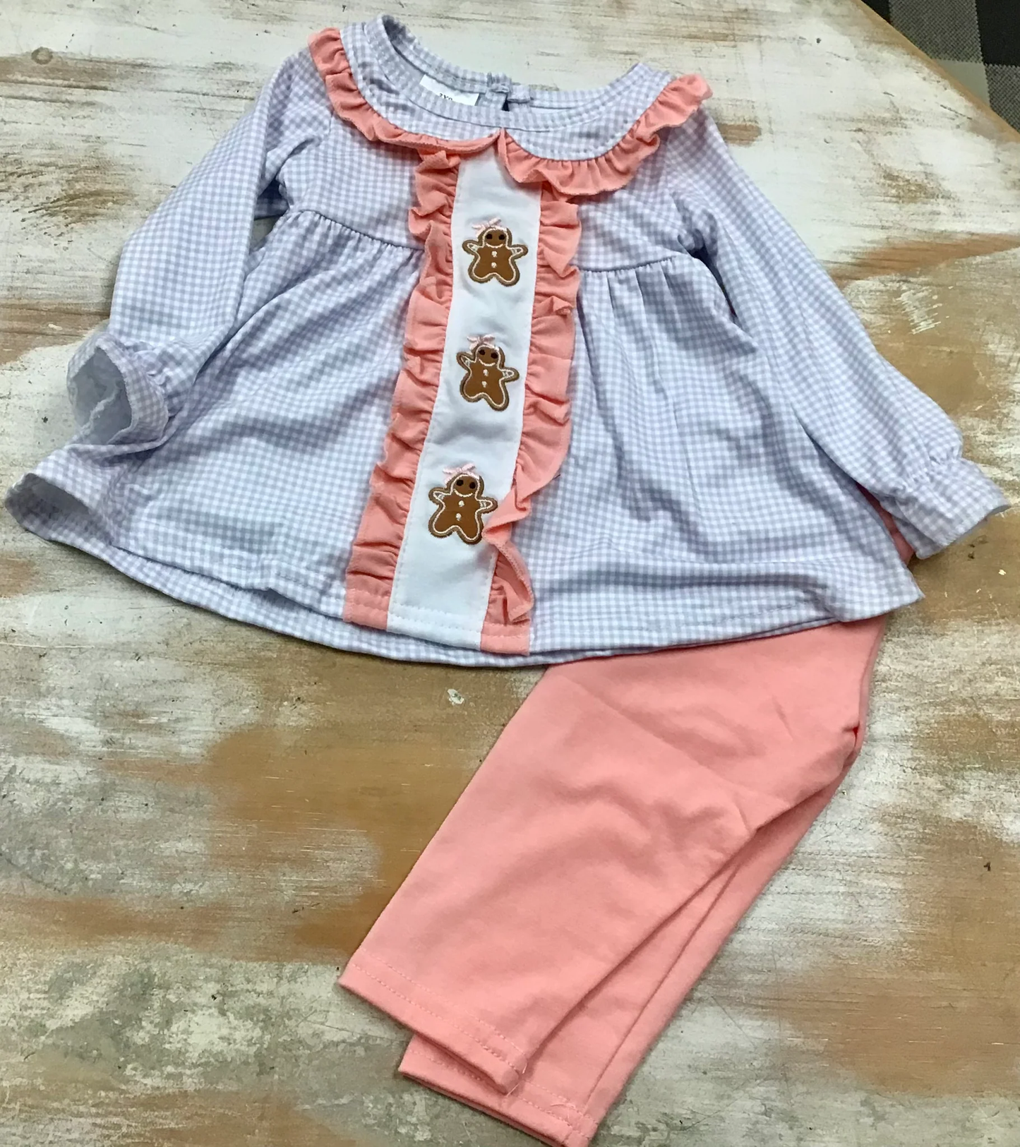 gingerbread embroidery christmas legging outfit