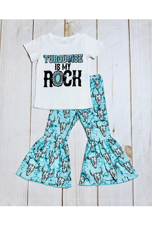 "TURQUOISE IS MY ROCK" girls 2pc set