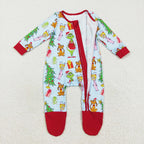 long sleeve merry Christmas footie zip sleeper