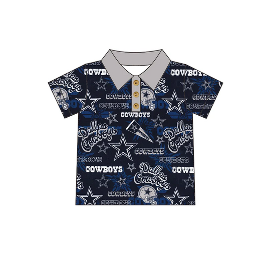 Custom order short sleeves blue cowboys kids boys polo team shirt