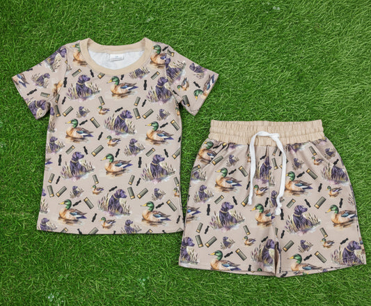 duck dog hunting print shorts set
