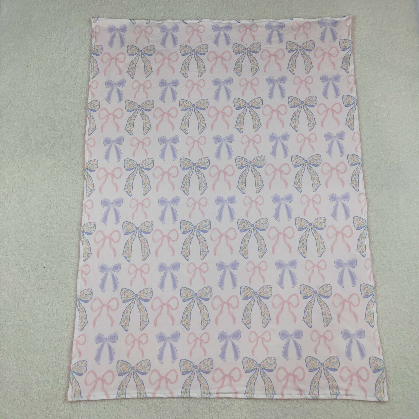 pink floral bow coquette baby blanket
