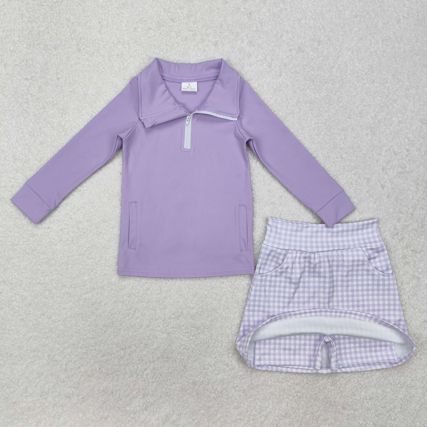 sold purple top zip athletic skort outfit girls activewear