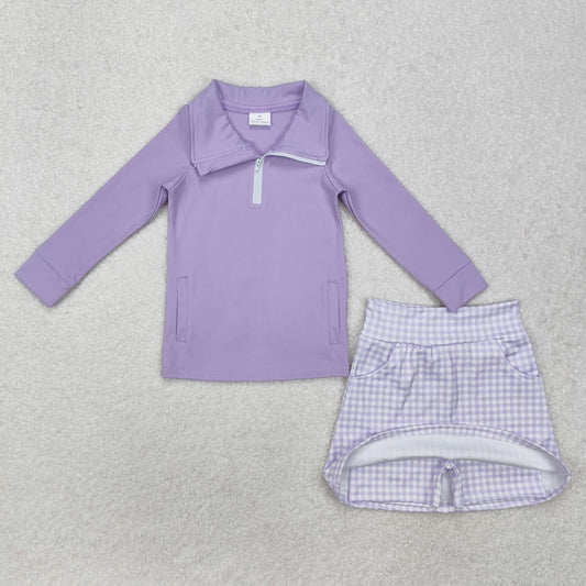 sold purple top zip athletic skort outfit girls activewear