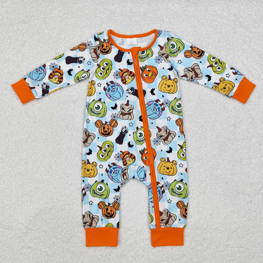 boy Halloween monster pumpkin zip sleeper