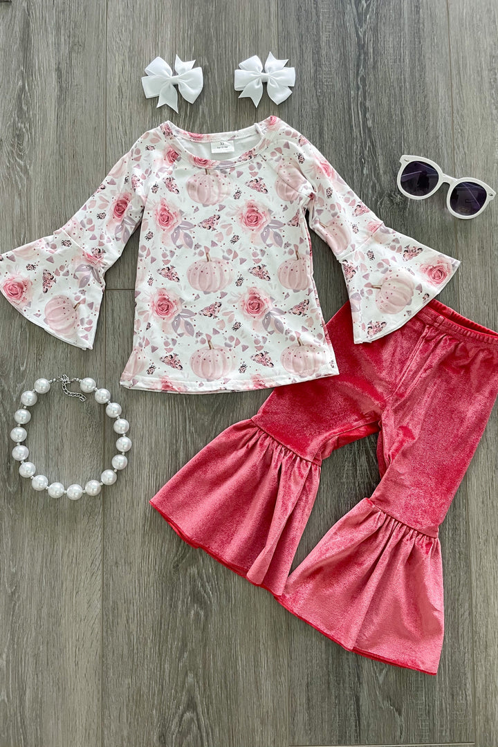 Rose Pumpkin Velvet Bells Set