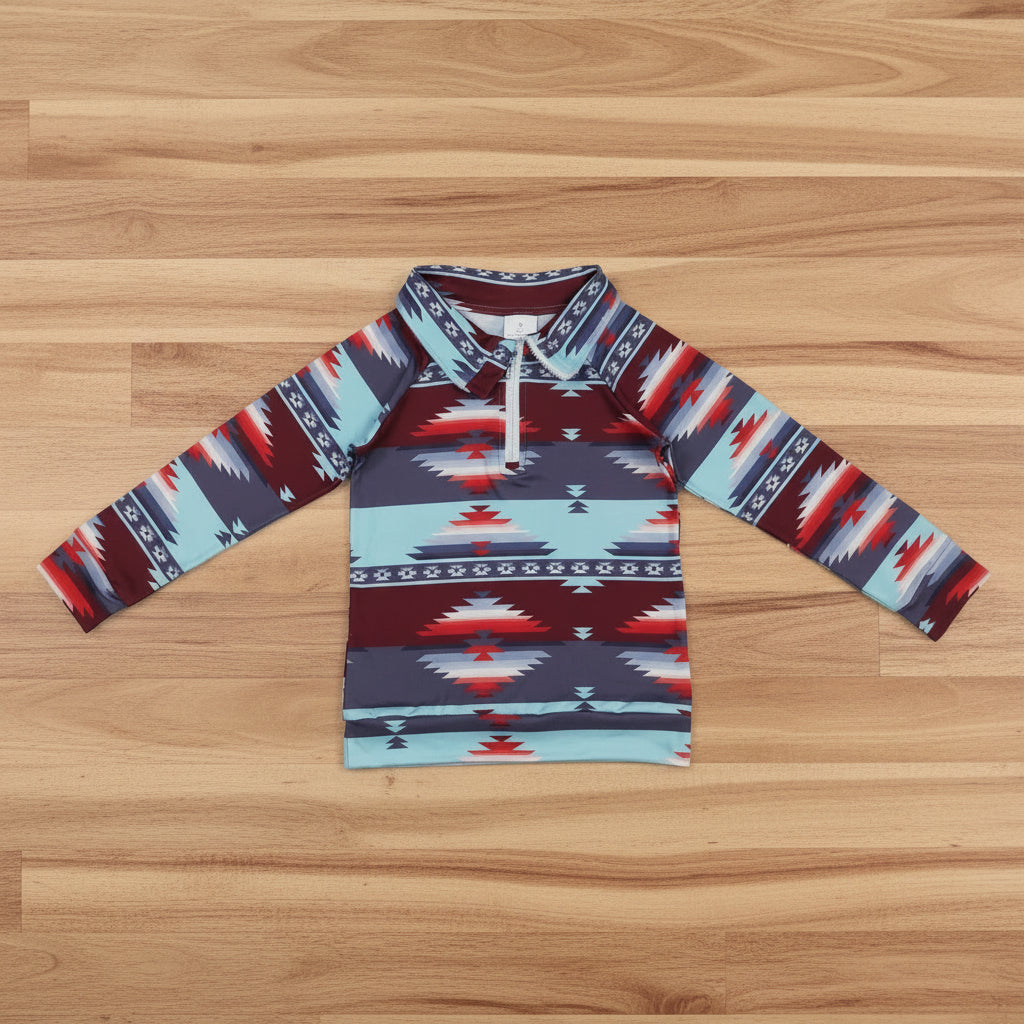 aztec zip up pullover baby boy top
