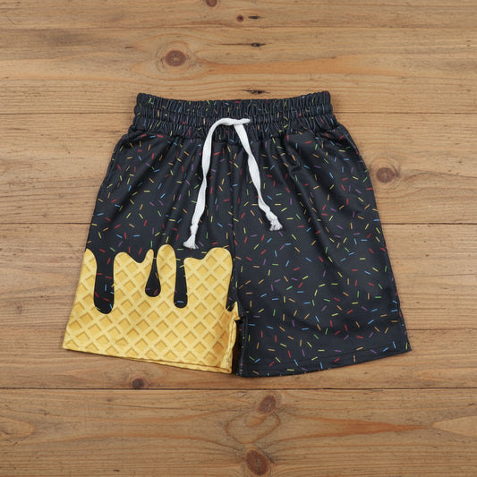 black sprinkle ice cream shorts