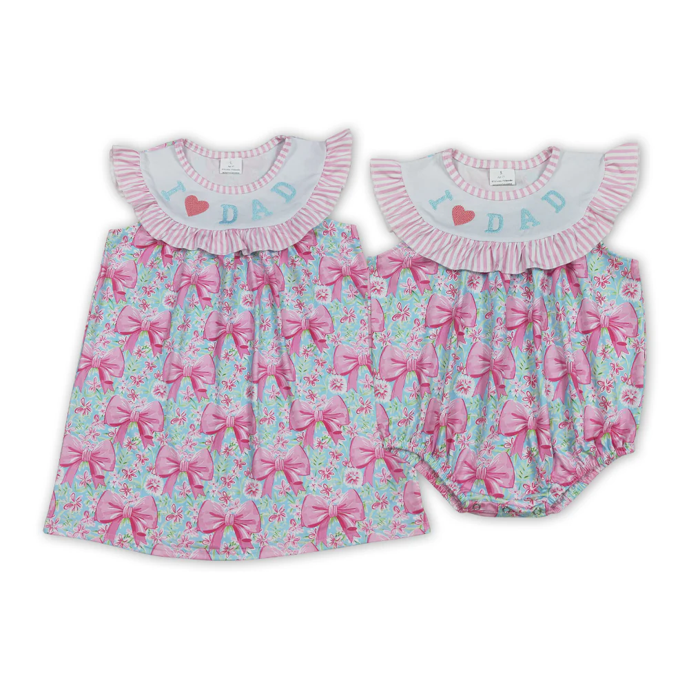 I Love Dad Pink Bow Sisters Father's Day Matching Clothes