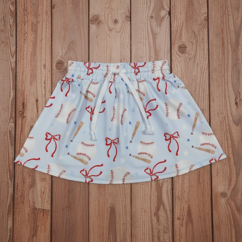 red bow and baseball athletic skort
