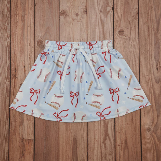 red bow and baseball athletic skort