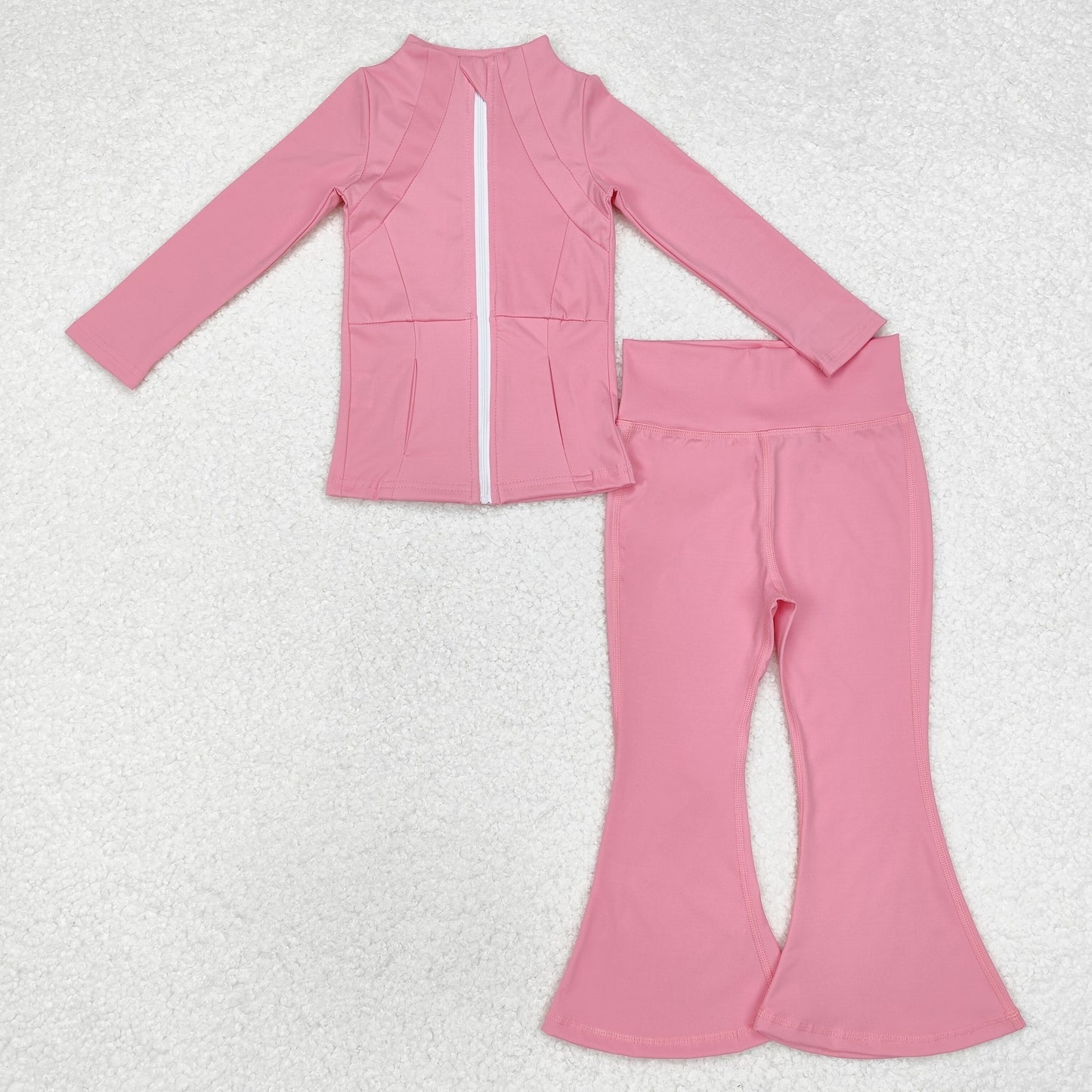 little girl yoga solid pink two piece activewear