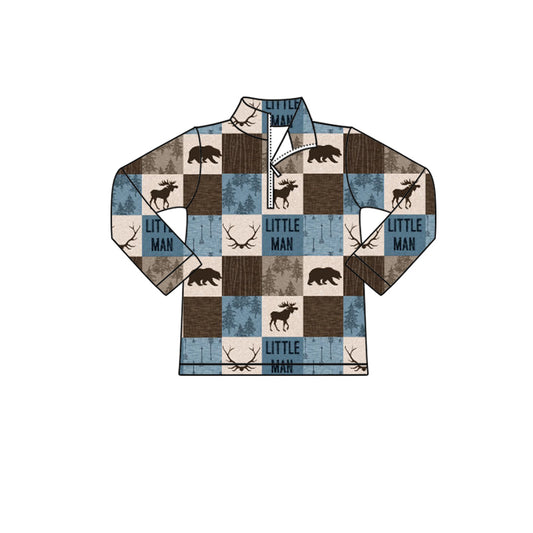 MOQ 8 TAT 6-7 weeks "Little Man" Woodland Deer Bear Moose Pullovers