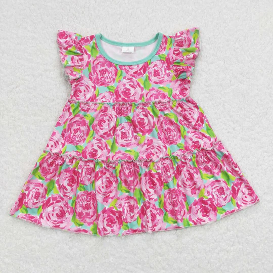baby girl clothes floral rose pink flower girl summer top