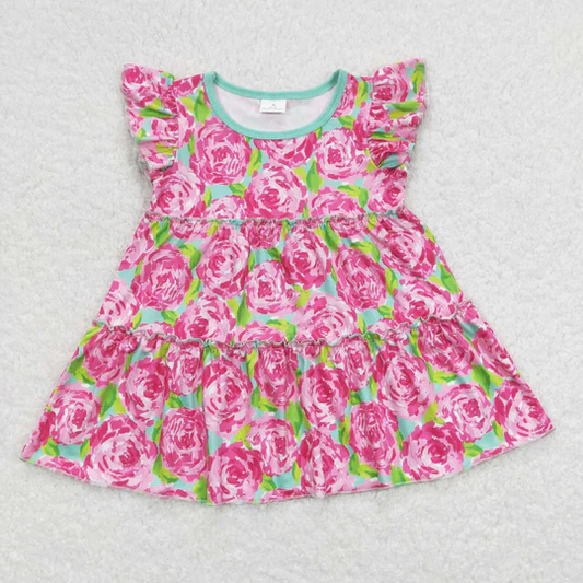 baby girl clothes floral rose pink flower girl summer top