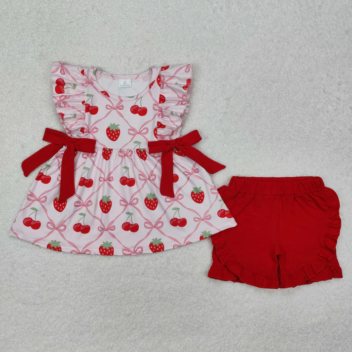 Strawberry and Berry Print Sisters Summer Matching Clothes