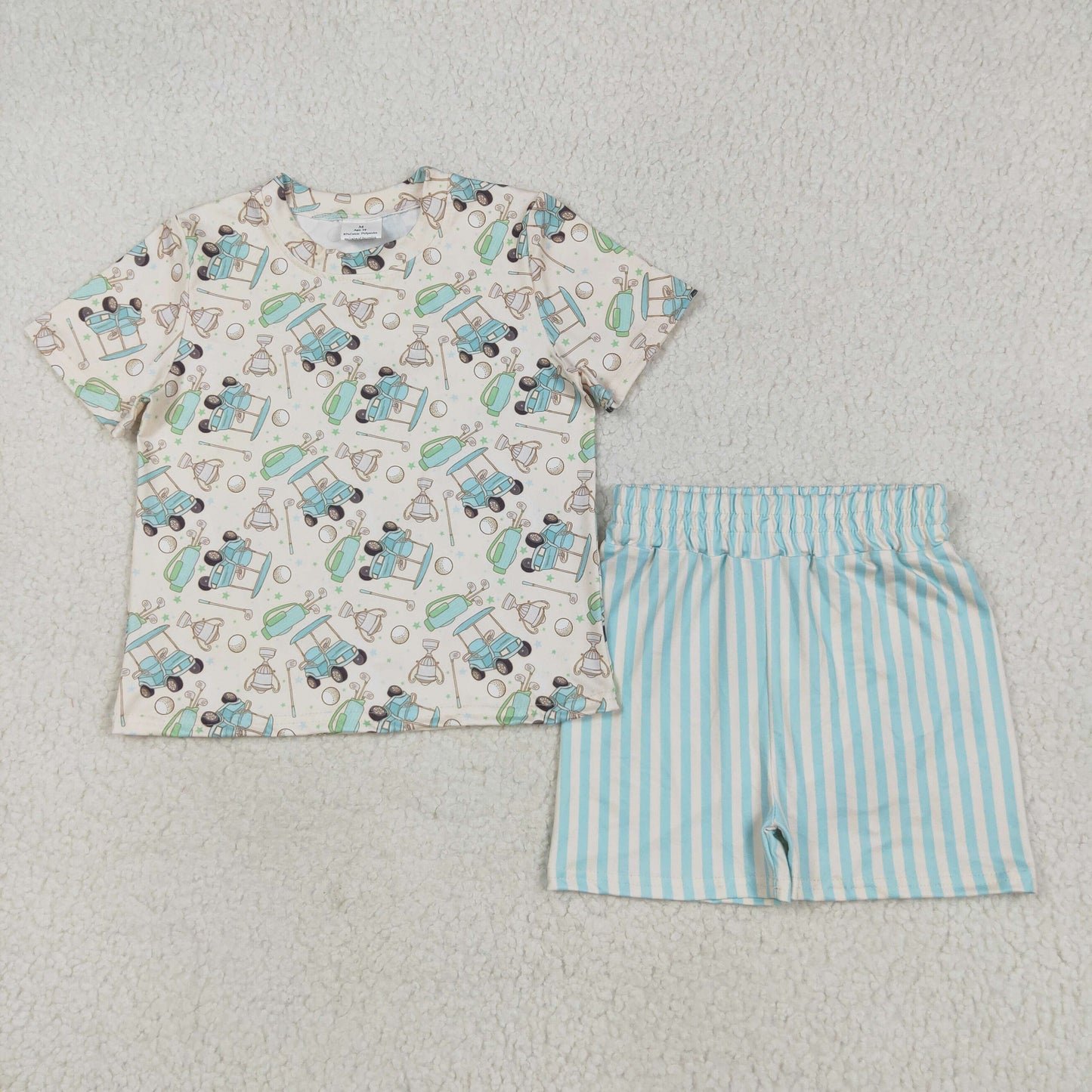 golf top stripes shorts set