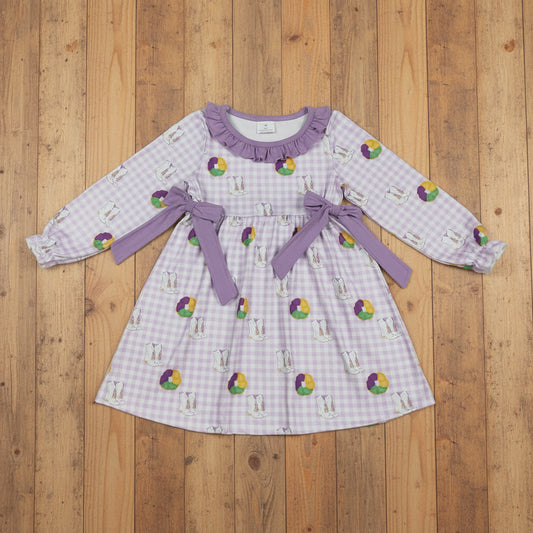 purple green gold gingham king cake boots mardi gras dress