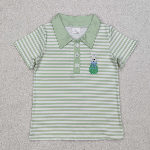 egg rabbit embroidery stripe polo t-shirt