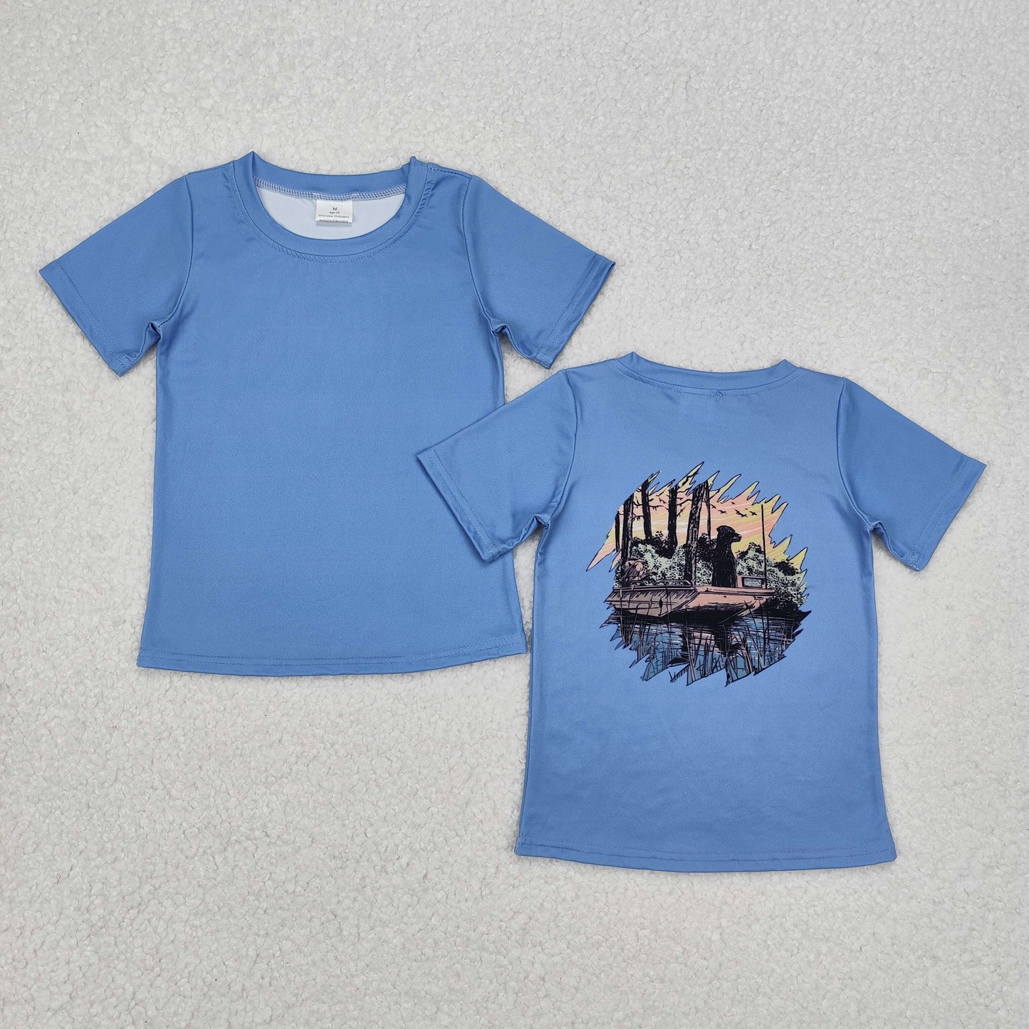 hunting print blue t shirt