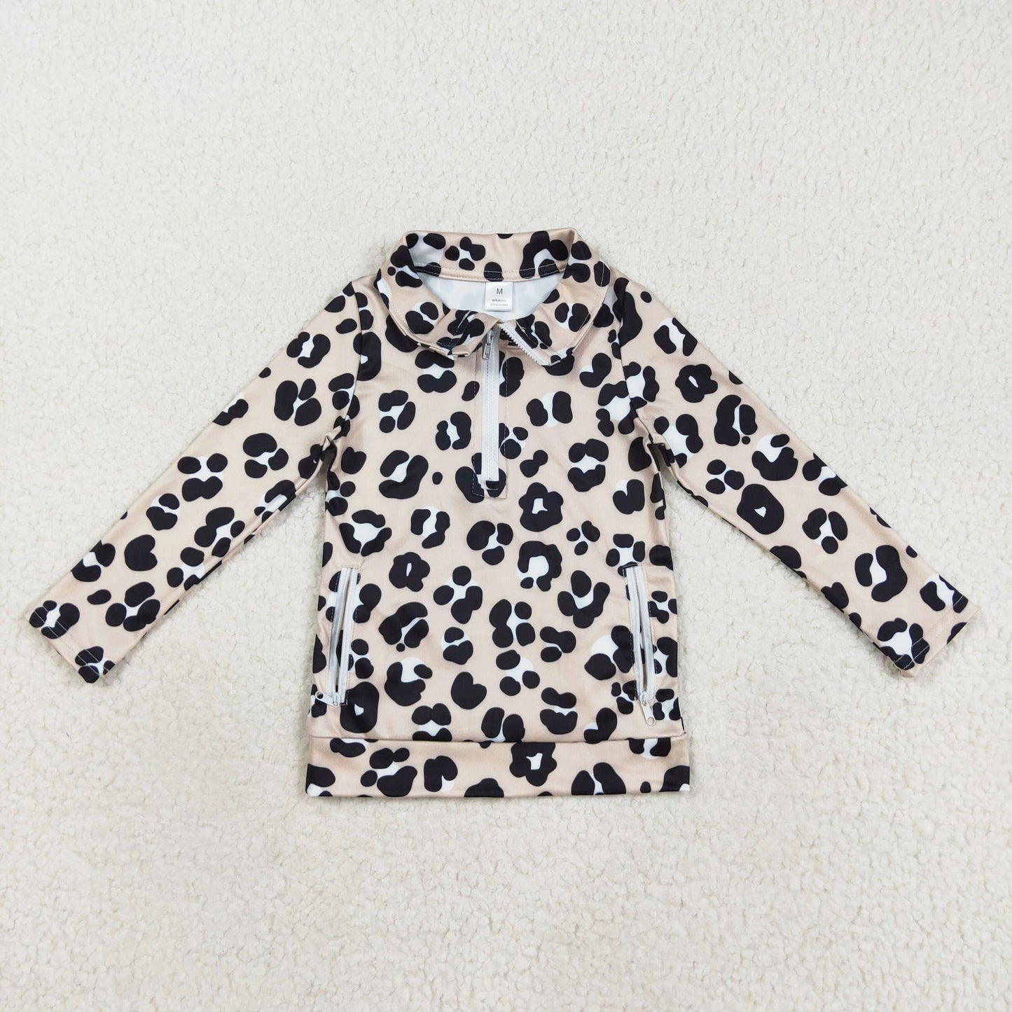long sleeve leopard athletic zip top
