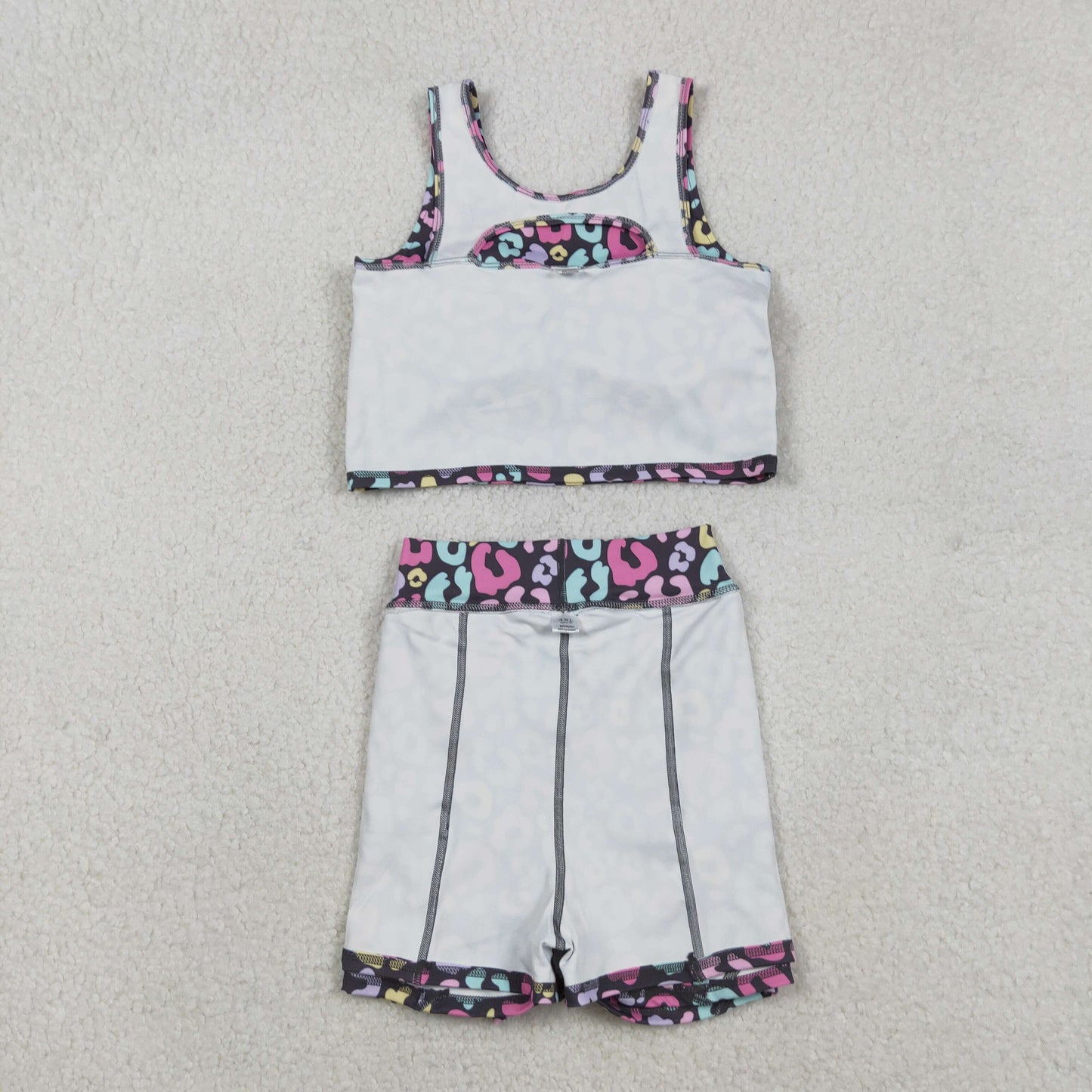 colorful leopard two pieces athletic skort dress set