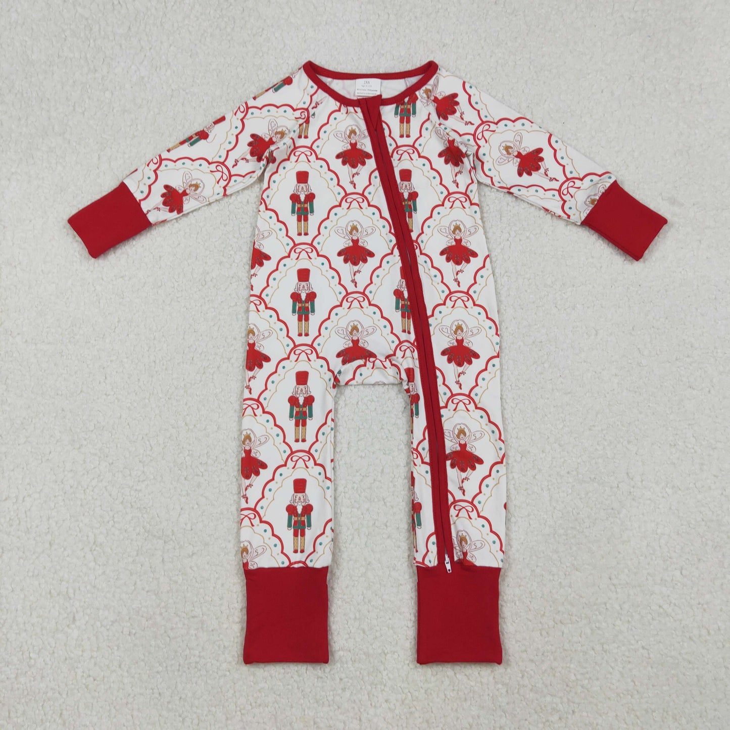 red nutcracker&ballet Christmas baby girl zipper sleeper pajama