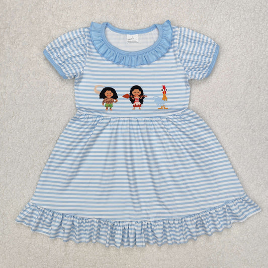cartoon movie print blue stripe dress