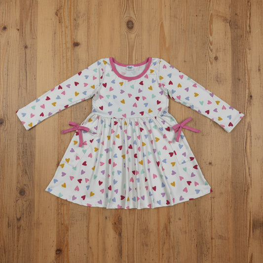 valentine's day long sleeve colorful heart dress