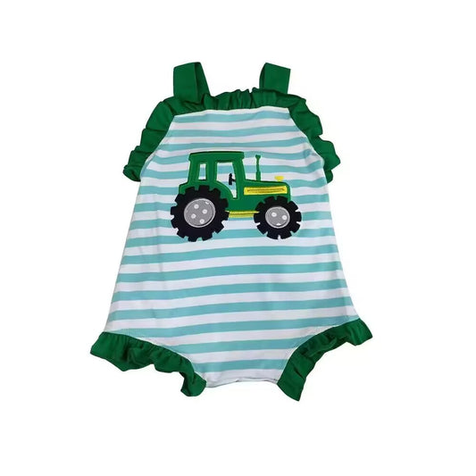 Pre order  tractor pattern baby girl bubble