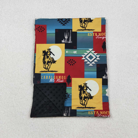 rodeo print black baby blanket