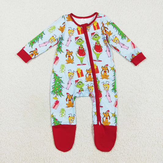 long sleeve merry Christmas footie zip sleeper